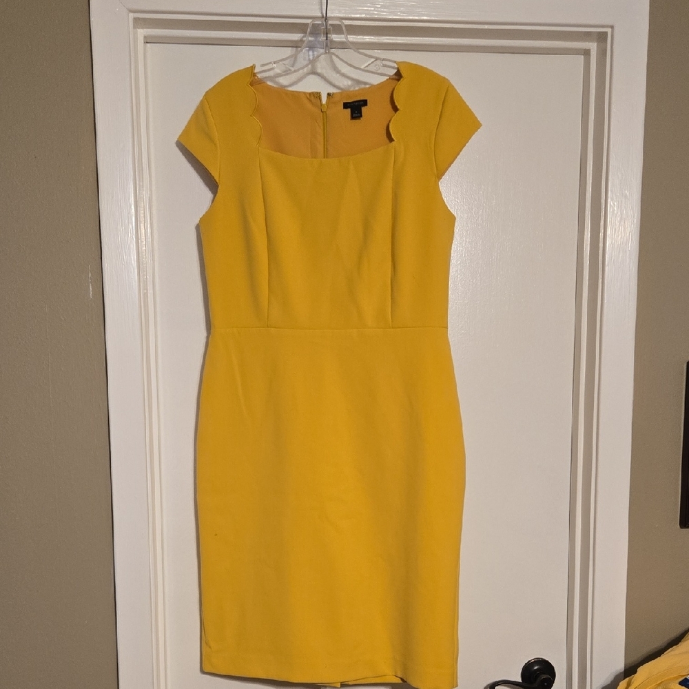 Ann Taylor Yellow Cap Sleeve Midi Dress